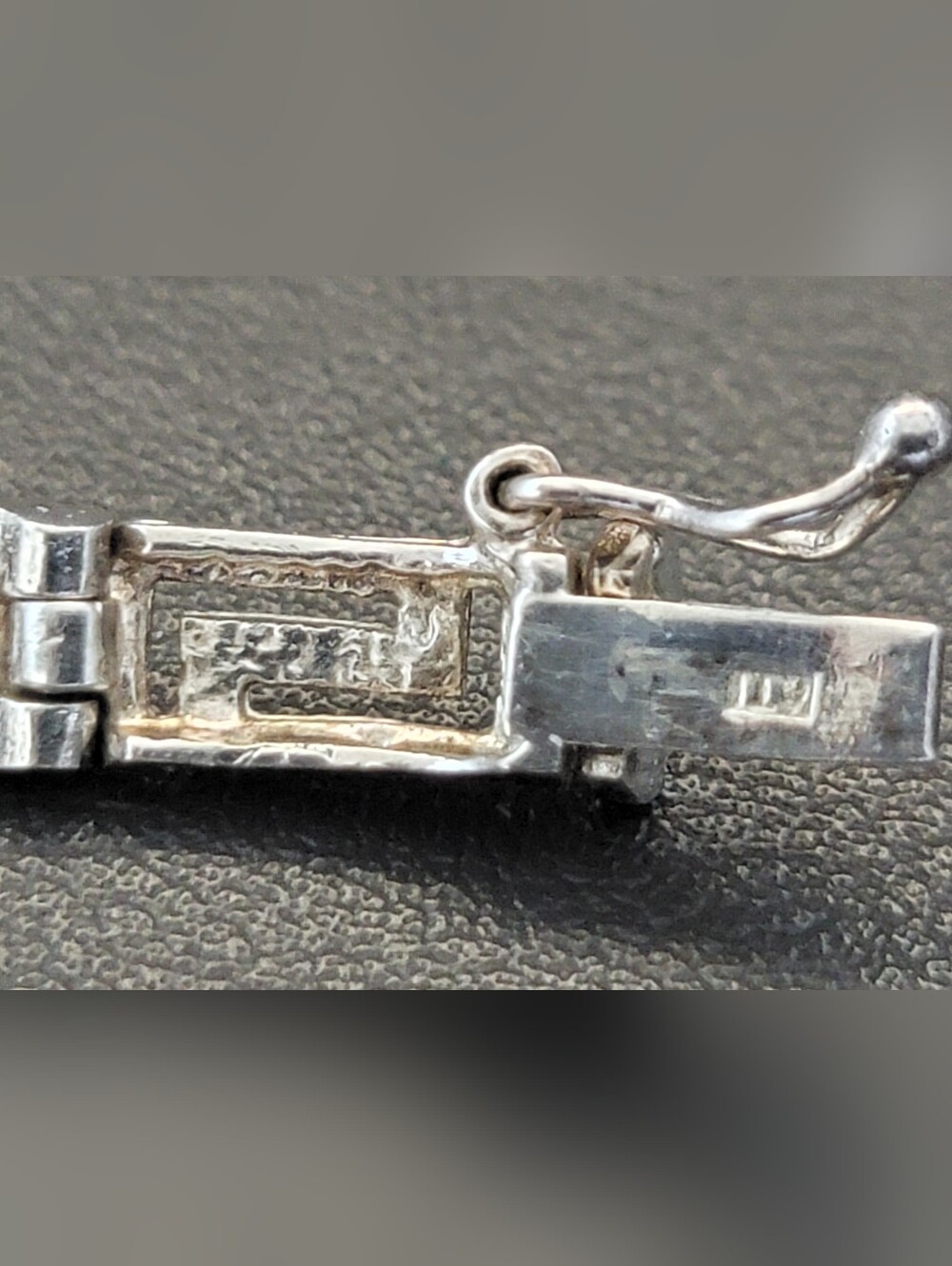 925 Italy ATI Sterling Silver Greek Key Meander Link Bracelet 7.5" Box Clasp - Picture 4 of 6